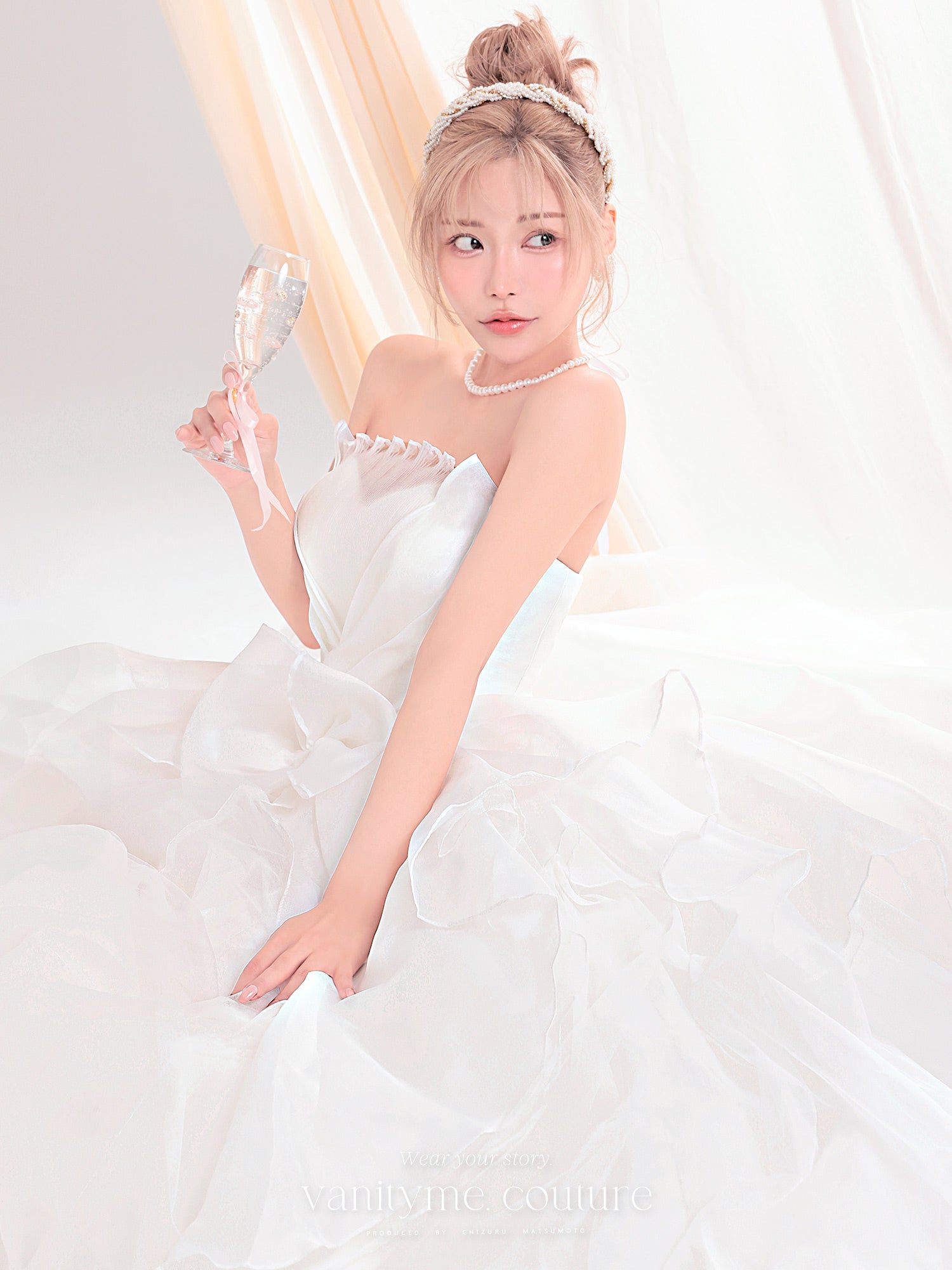 vanityME.couture. バニティーミークチュール Blanc Fleur Couture ブラン・フルール・クチュール ロングドレス ホワイト 白 フリル オーガンジー バースデー vctr-c-8665