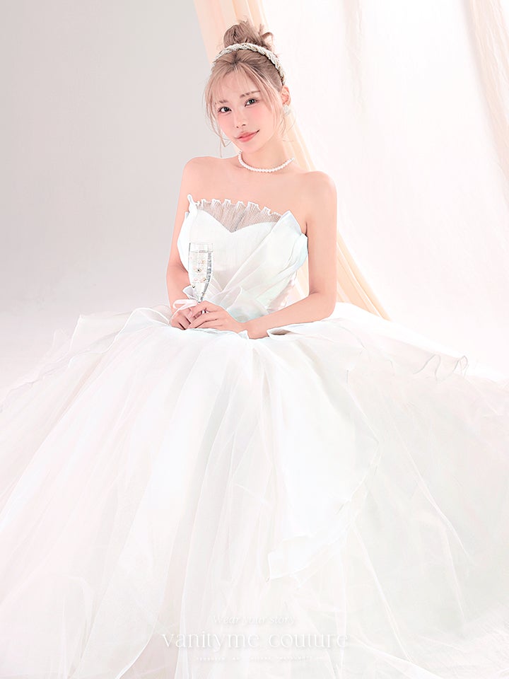 vanityME.couture. バニティーミークチュール Blanc Fleur Couture ブラン・フルール・クチュール ロングドレス ホワイト 白 フリル オーガンジー バースデー vctr-c-8665