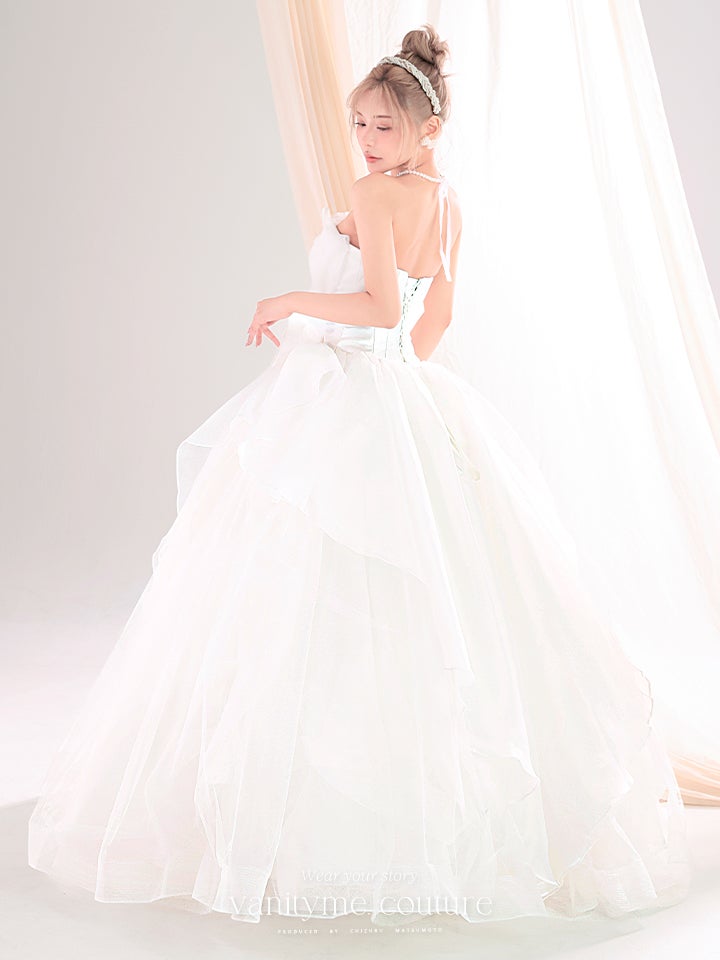 vanityME.couture. バニティーミークチュール Blanc Fleur Couture ブラン・フルール・クチュール ロングドレス ホワイト 白 フリル オーガンジー バースデー vctr-c-8665