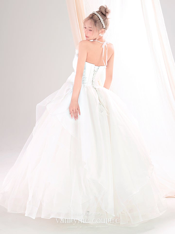 vanityME.couture. バニティーミークチュール Blanc Fleur Couture ブラン・フルール・クチュール ロングドレス ホワイト 白 フリル オーガンジー バースデー vctr-c-8665