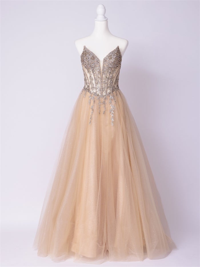 vanityME.couture. バニティーミークチュール Lumiere Bijou Couture リュミエール・ビジュー・クチュール ロングドレス シャンパンゴールド ビジュー バースデー vctr-l-cd721-1