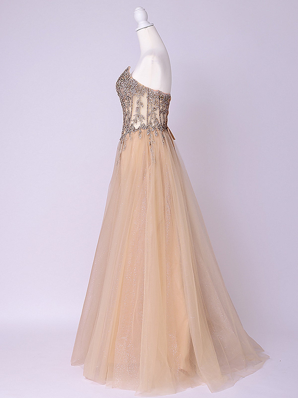 vanityME.couture. バニティーミークチュール Lumiere Bijou Couture リュミエール・ビジュー・クチュール ロングドレス シャンパンゴールド ビジュー バースデー vctr-l-cd721-1