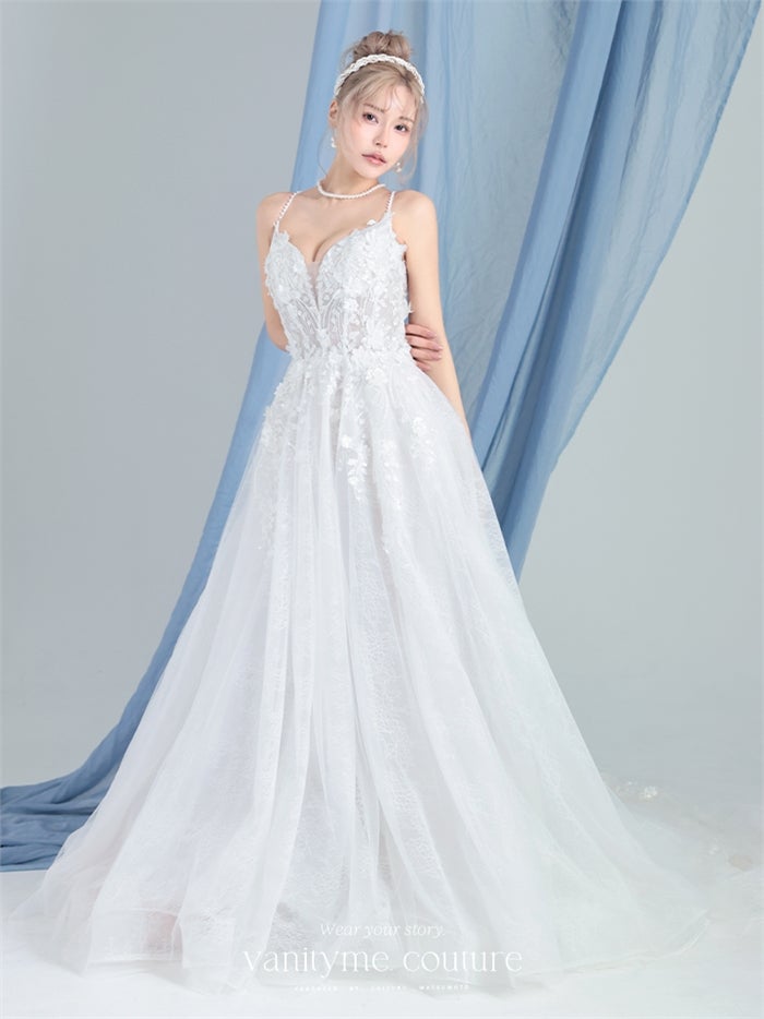 vanityME.couture. バニティーミークチュール Jardin Blanc Couture ジャルダン・ブラン・クチュール ロングドレス オフホワイト 白 フラワー レース バースデー vctr-l-cd857w