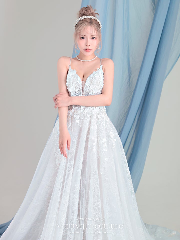 vanityME.couture. バニティーミークチュール Jardin Blanc Couture ジャルダン・ブラン・クチュール ロングドレス オフホワイト 白 フラワー レース バースデー vctr-l-cd857w