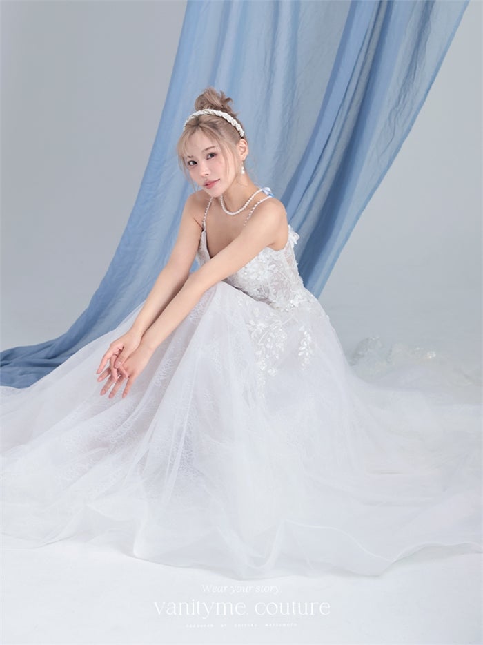vanityME.couture. バニティーミークチュール Jardin Blanc Couture ジャルダン・ブラン・クチュール ロングドレス オフホワイト 白 フラワー レース バースデー vctr-l-cd857w