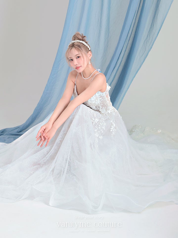 vanityME.couture. バニティーミークチュール Jardin Blanc Couture ジャルダン・ブラン・クチュール ロングドレス オフホワイト 白 フラワー レース バースデー vctr-l-cd857w