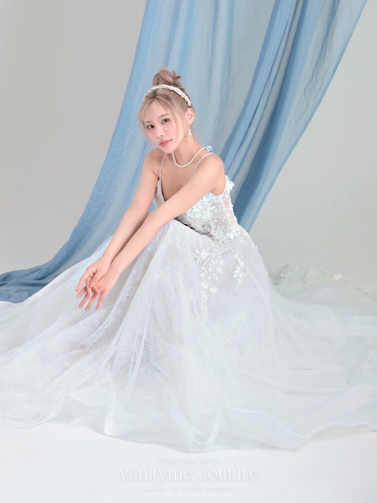 vanityME.couture. バニティーミークチュール Jardin Blanc Couture ジャルダン・ブラン・クチュール ロングドレス オフホワイト 白 フラワー レース バースデー vctr-l-cd857w