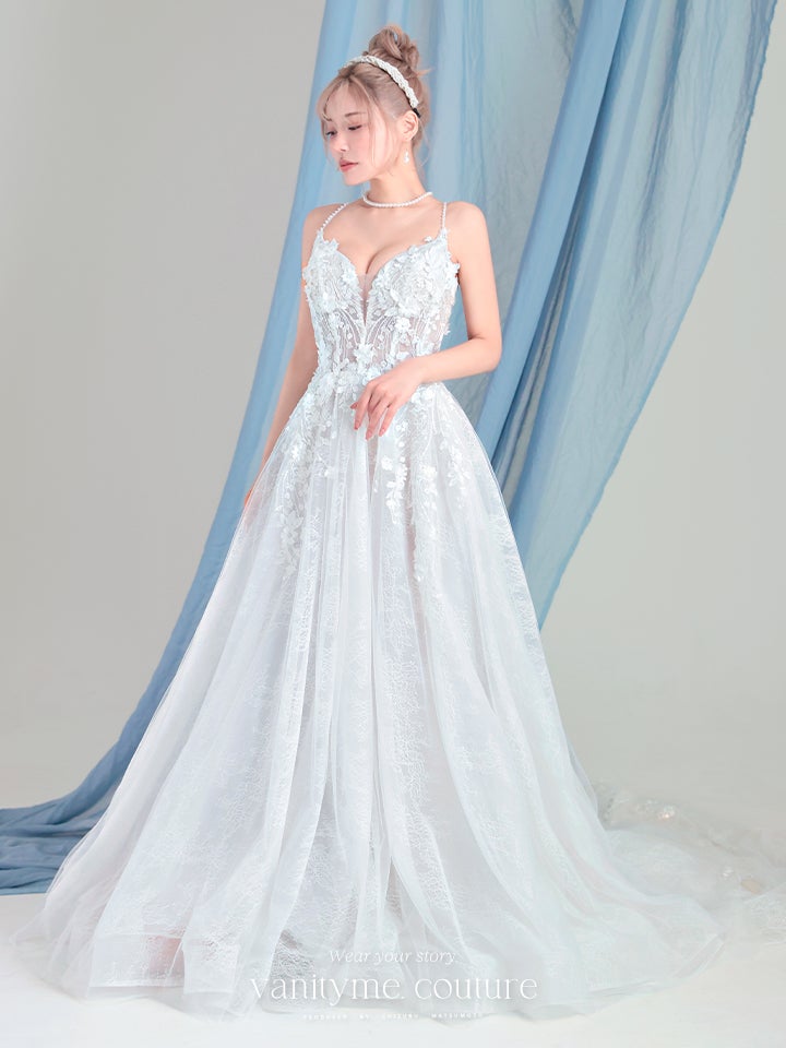 vanityME.couture. バニティーミークチュール Jardin Blanc Couture ジャルダン・ブラン・クチュール ロングドレス オフホワイト 白 フラワー レース バースデー vctr-l-cd857w