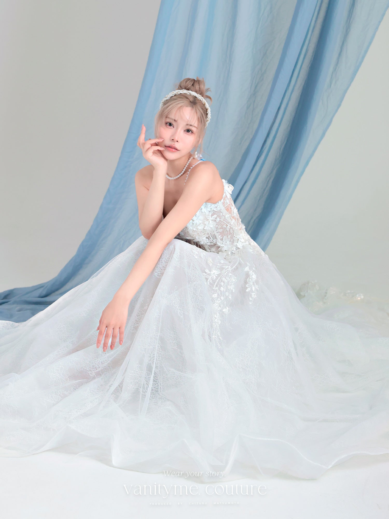 vanityME.couture. バニティーミークチュール Jardin Blanc Couture ジャルダン・ブラン・クチュール ロングドレス オフホワイト 白 フラワー レース バースデー vctr-l-cd857w