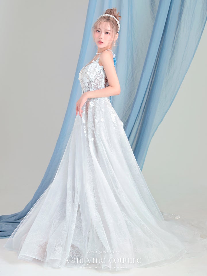 vanityME.couture. バニティーミークチュール Jardin Blanc Couture ジャルダン・ブラン・クチュール ロングドレス オフホワイト 白 フラワー レース バースデー vctr-l-cd857w