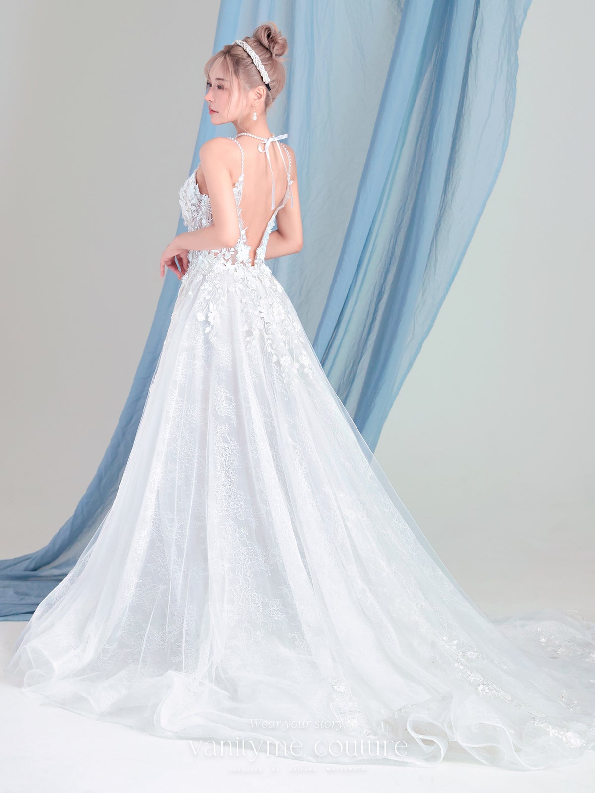 vanityME.couture. バニティーミークチュール Jardin Blanc Couture ジャルダン・ブラン・クチュール ロングドレス オフホワイト 白 フラワー レース バースデー vctr-l-cd857w