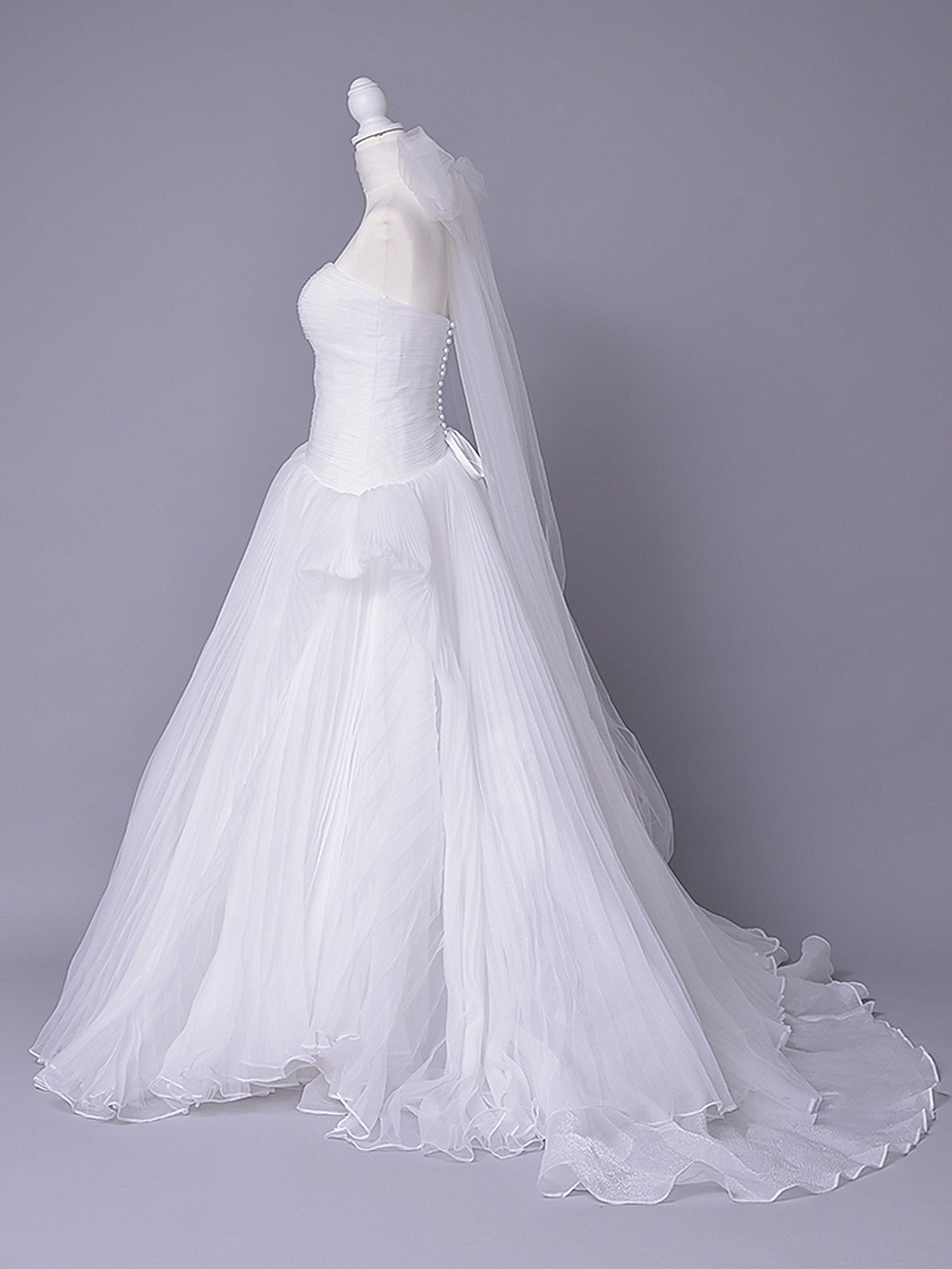 vanityME.couture. バニティーミークチュール Neige Tulle Couture ネージュ・チュール・クチュール ロングドレス ホワイト 白 チュール プリーツ プリンセス バースデー vctr-c-19016