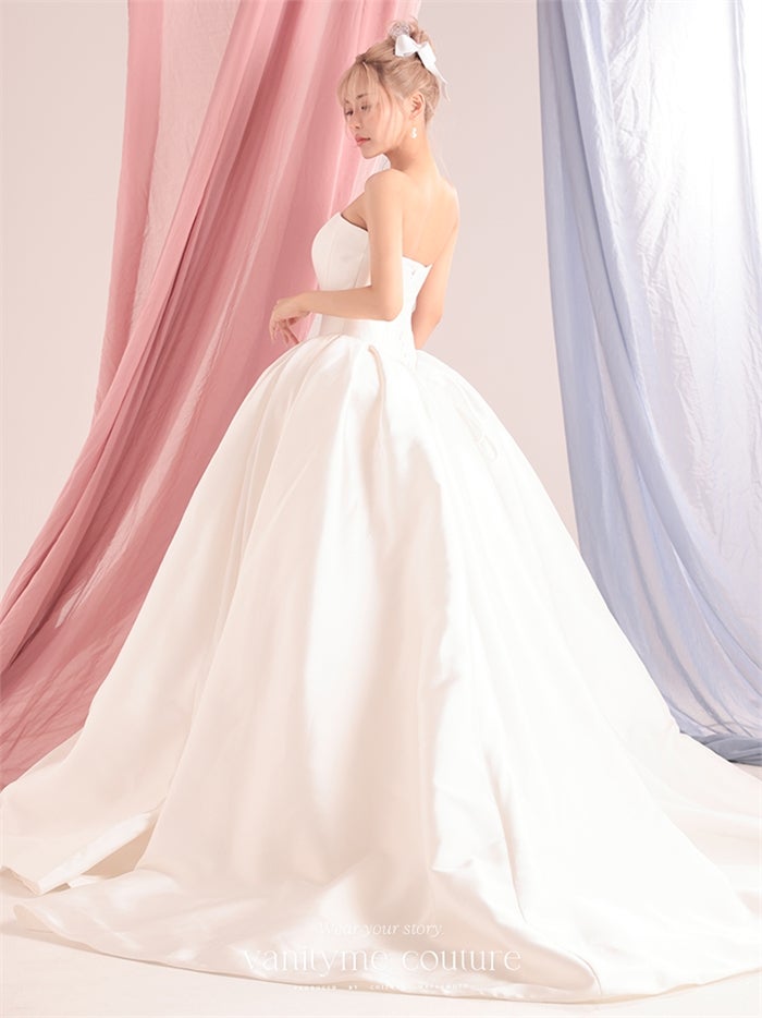 vanityME.couture. バニティーミークチュール Blanc Perle Couture ブラン・ペルル・クチュール ロングドレス ホワイト 白 サテン パール プリンセス バースデー vctr-c-0072