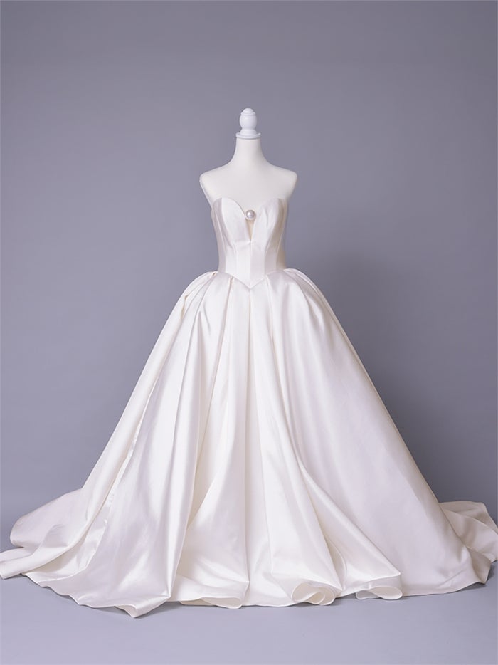 vanityME.couture. バニティーミークチュール Blanc Perle Couture ブラン・ペルル・クチュール ロングドレス ホワイト 白 サテン パール プリンセス バースデー vctr-c-0072