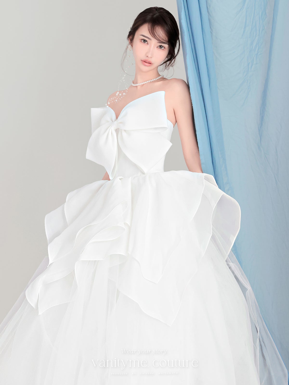 vanityME.couture. バニティーミークチュール Blanc Ruban Couture ブラン・リュバン・クチュール ロングドレス ホワイト 白 ビッグリボン フリル バースデー vctr-c-783