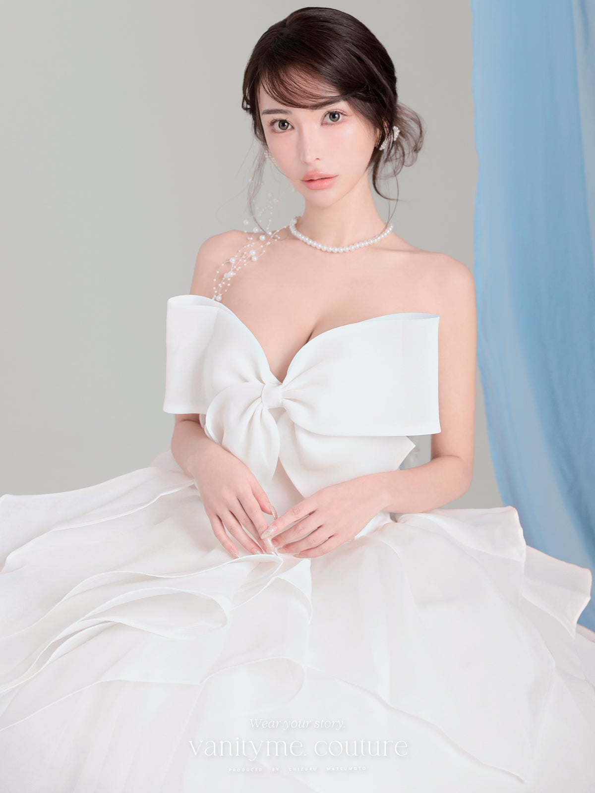 vanityME.couture. バニティーミークチュール Blanc Ruban Couture ブラン・リュバン・クチュール ロングドレス ホワイト 白 ビッグリボン フリル バースデー vctr-c-783