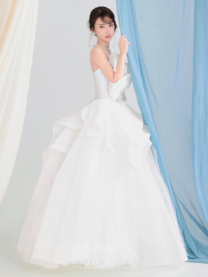vanityME.couture. バニティーミークチュール Blanc Ruban Couture ブラン・リュバン・クチュール ロングドレス ホワイト 白 ビッグリボン フリル バースデー vctr-c-783