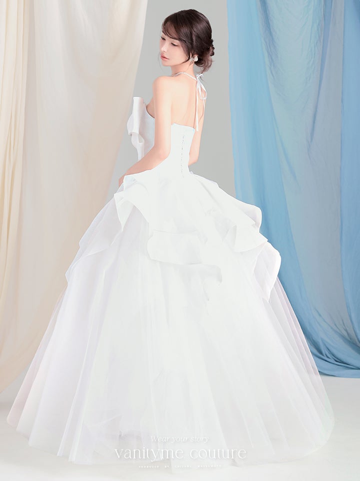 vanityME.couture. バニティーミークチュール Blanc Ruban Couture ブラン・リュバン・クチュール ロングドレス ホワイト 白 ビッグリボン フリル バースデー vctr-c-783