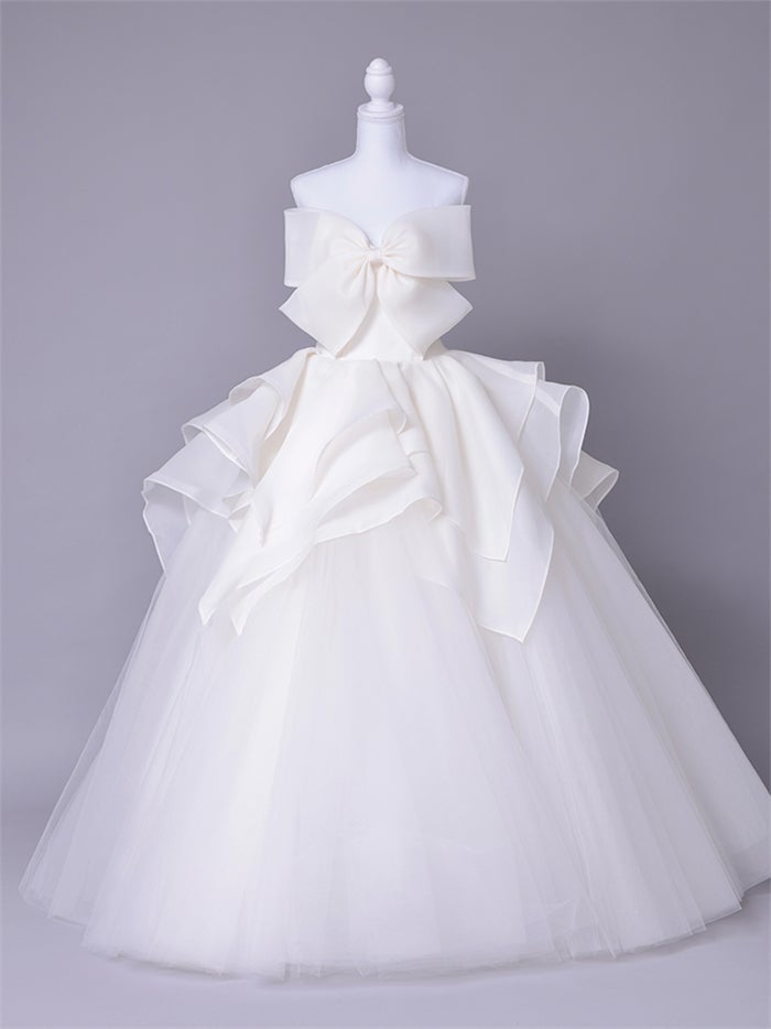 vanityME.couture. バニティーミークチュール Blanc Ruban Couture ブラン・リュバン・クチュール ロングドレス ホワイト 白 ビッグリボン フリル バースデー vctr-c-783