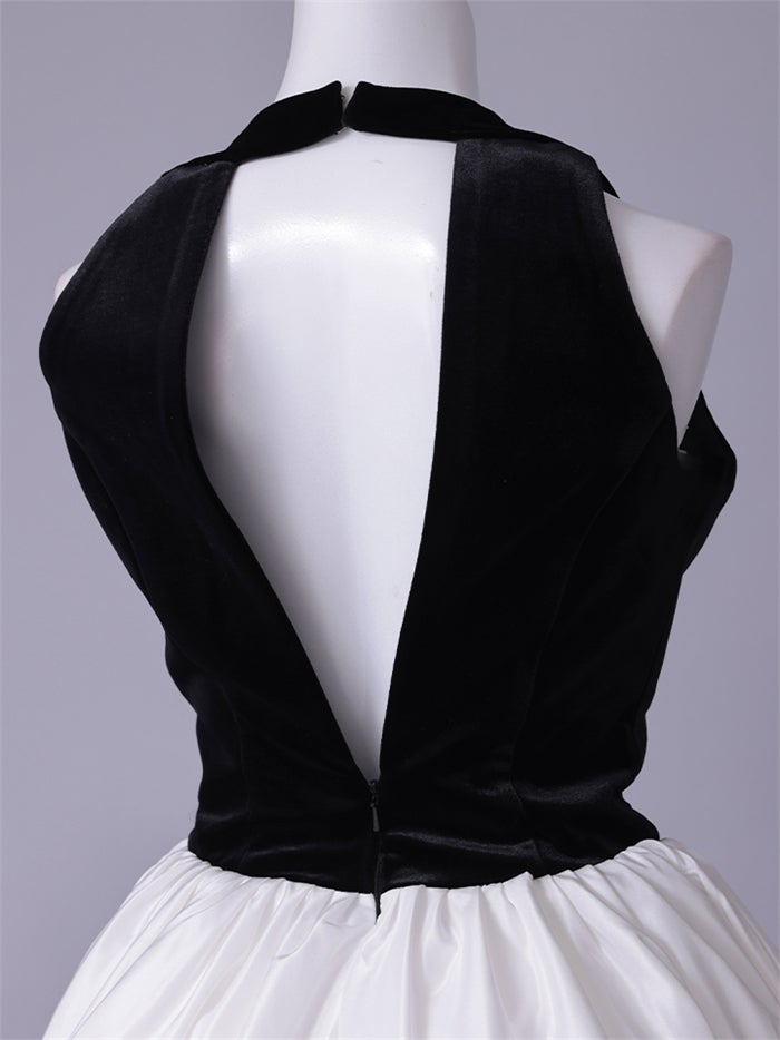 vanityME.couture. バニティーミークチュール Noir Blanc Couture ノワール・ブラン・クチュール ロングドレス ブラック 黒 ホワイト ベロア パール バースデー vctr-c-1202