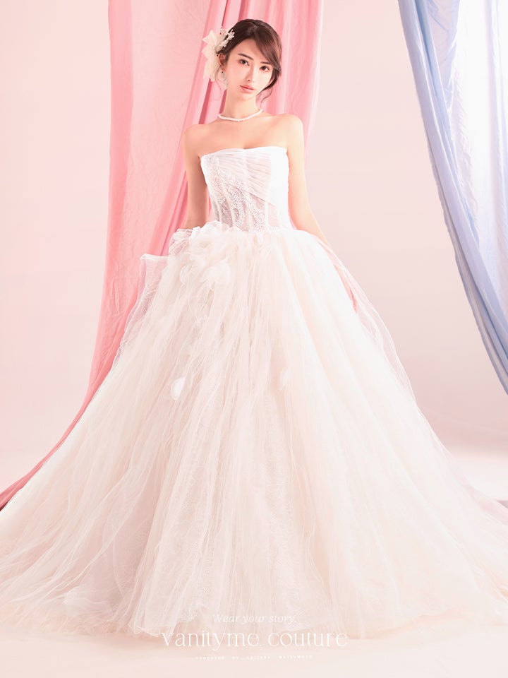 vanityME.couture. バニティーミークチュール Blanc Petale Couture ブラン・ペタル・クチュール ロングドレス ホワイト 白 フラワー チュール プリンセス バースデー vctr-c-lw2730