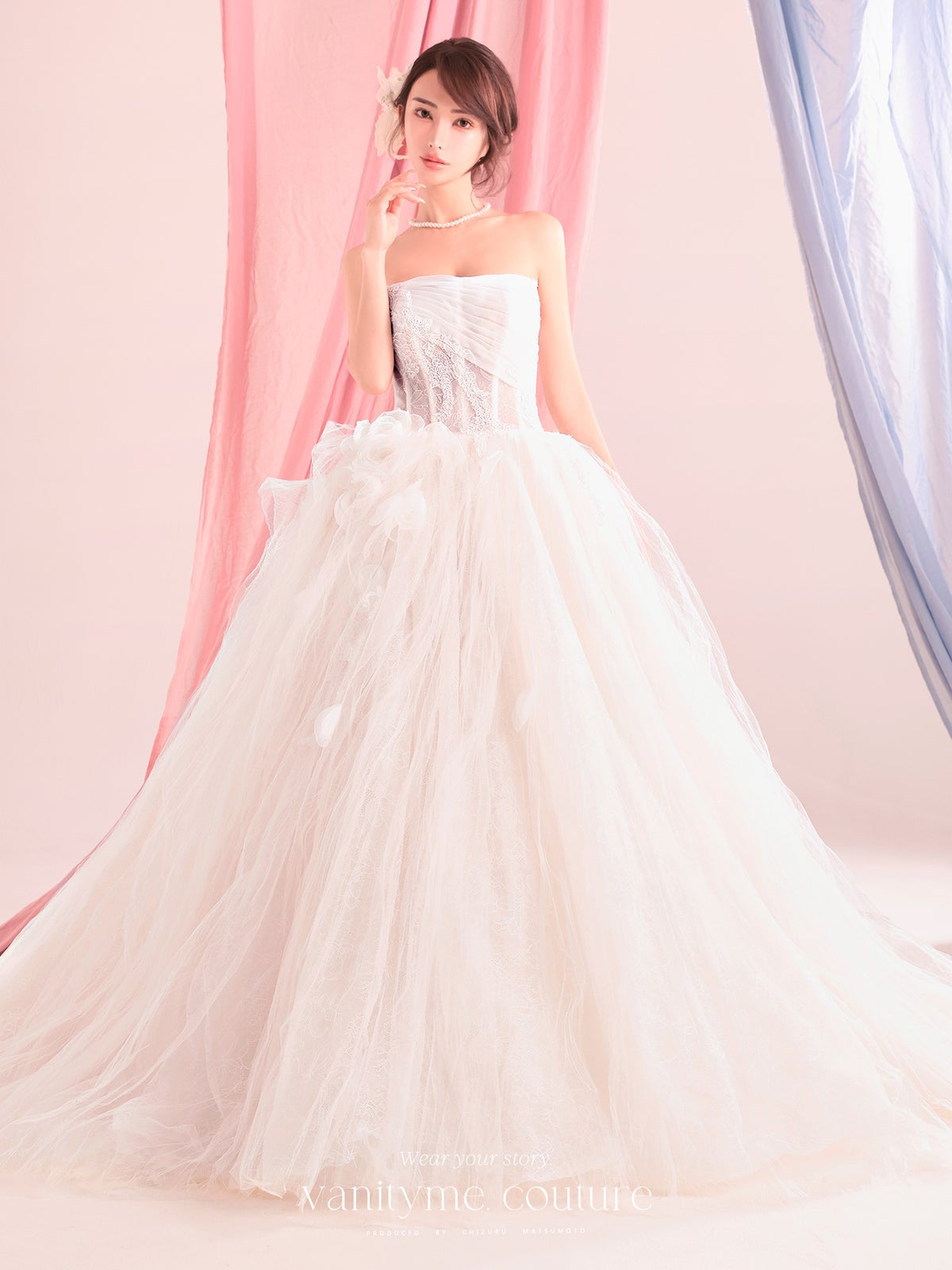 vanityME.couture. バニティーミークチュール Blanc Petale Couture ブラン・ペタル・クチュール ロングドレス ホワイト 白 フラワー チュール プリンセス バースデー vctr-c-lw2730