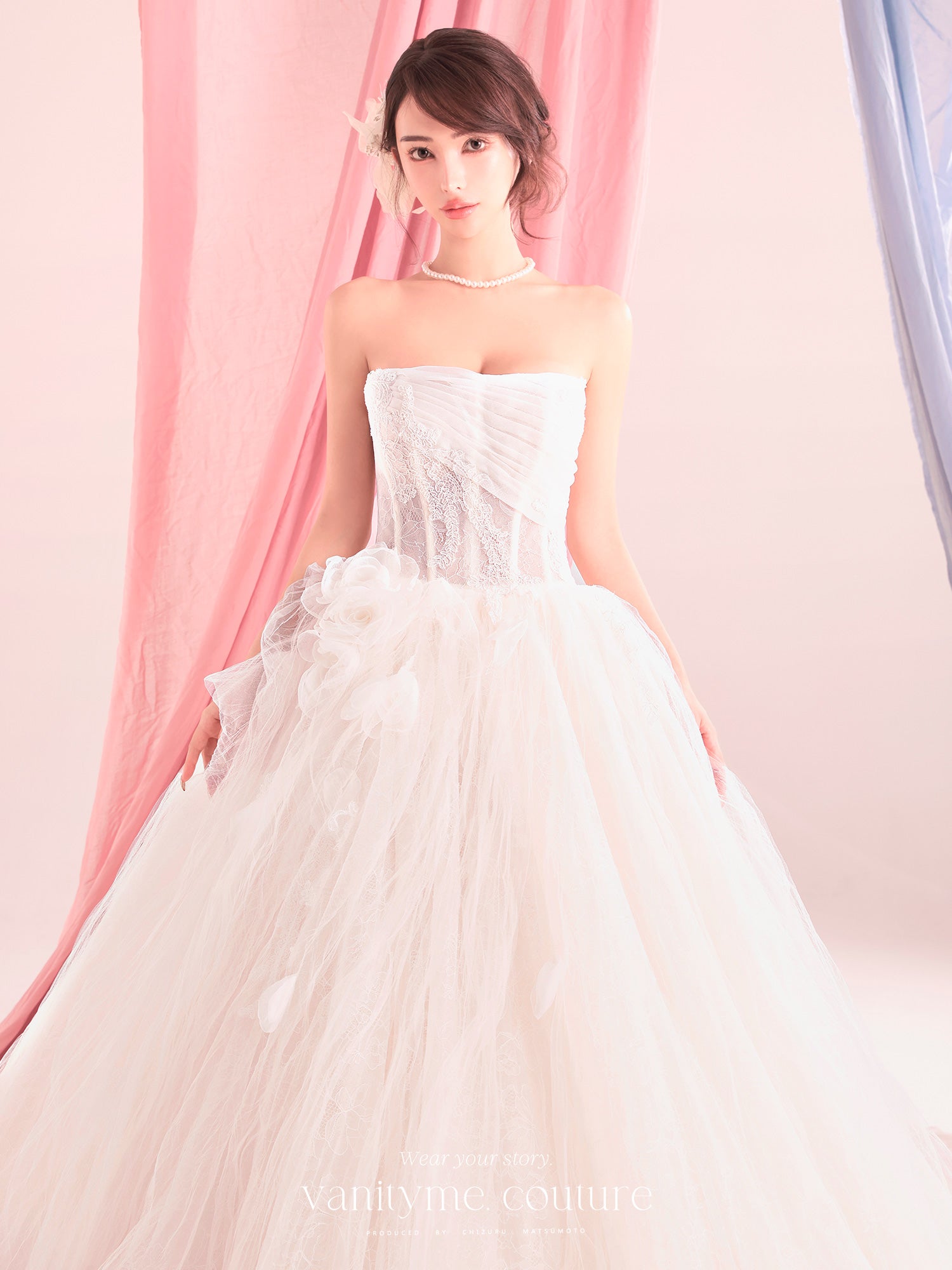 vanityME.couture. バニティーミークチュール Blanc Petale Couture ブラン・ペタル・クチュール ロングドレス ホワイト 白 フラワー チュール プリンセス バースデー vctr-c-lw2730