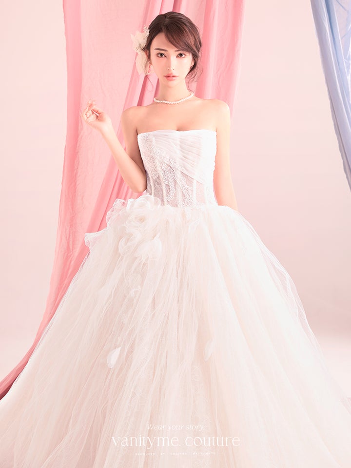 vanityME.couture. バニティーミークチュール Blanc Petale Couture ブラン・ペタル・クチュール ロングドレス ホワイト 白 フラワー チュール プリンセス バースデー vctr-c-lw2730