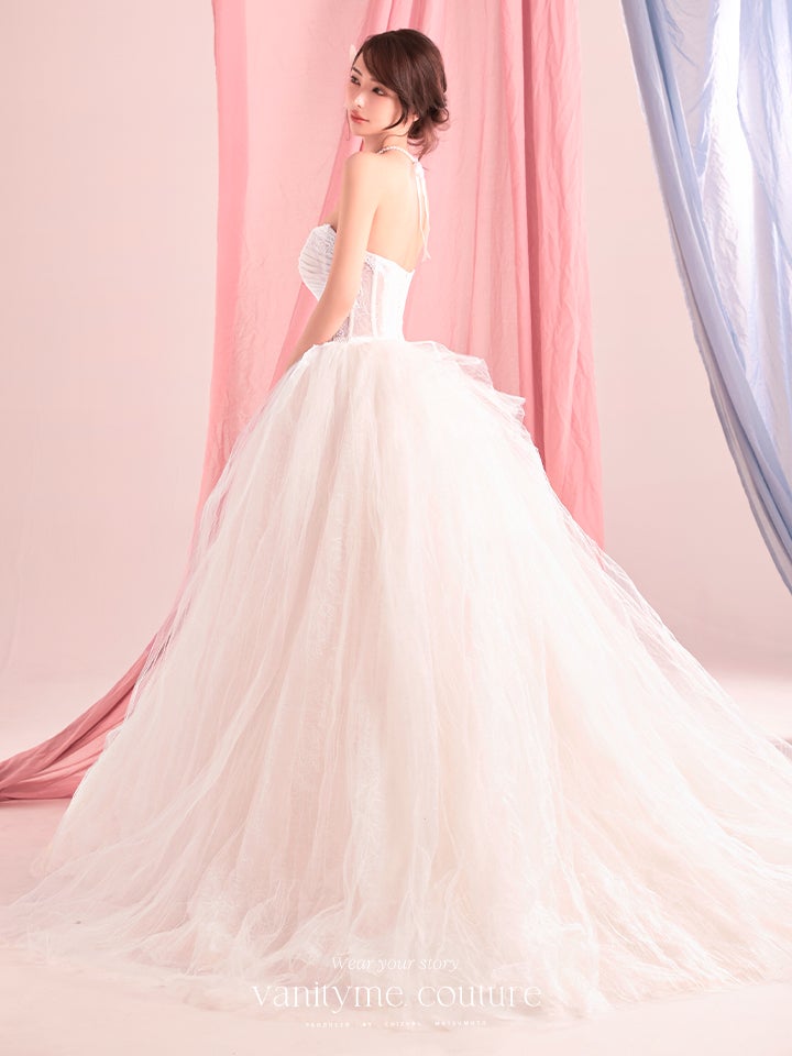 vanityME.couture. バニティーミークチュール Blanc Petale Couture ブラン・ペタル・クチュール ロングドレス ホワイト 白 フラワー チュール プリンセス バースデー vctr-c-lw2730