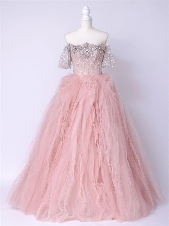 anityME.couture. バニティーミークチュール Rose Crystal Couture ローズ・クリスタル・クチュール ロングドレス ピンク ビジュー コルセット バースデー vctr-c-s141