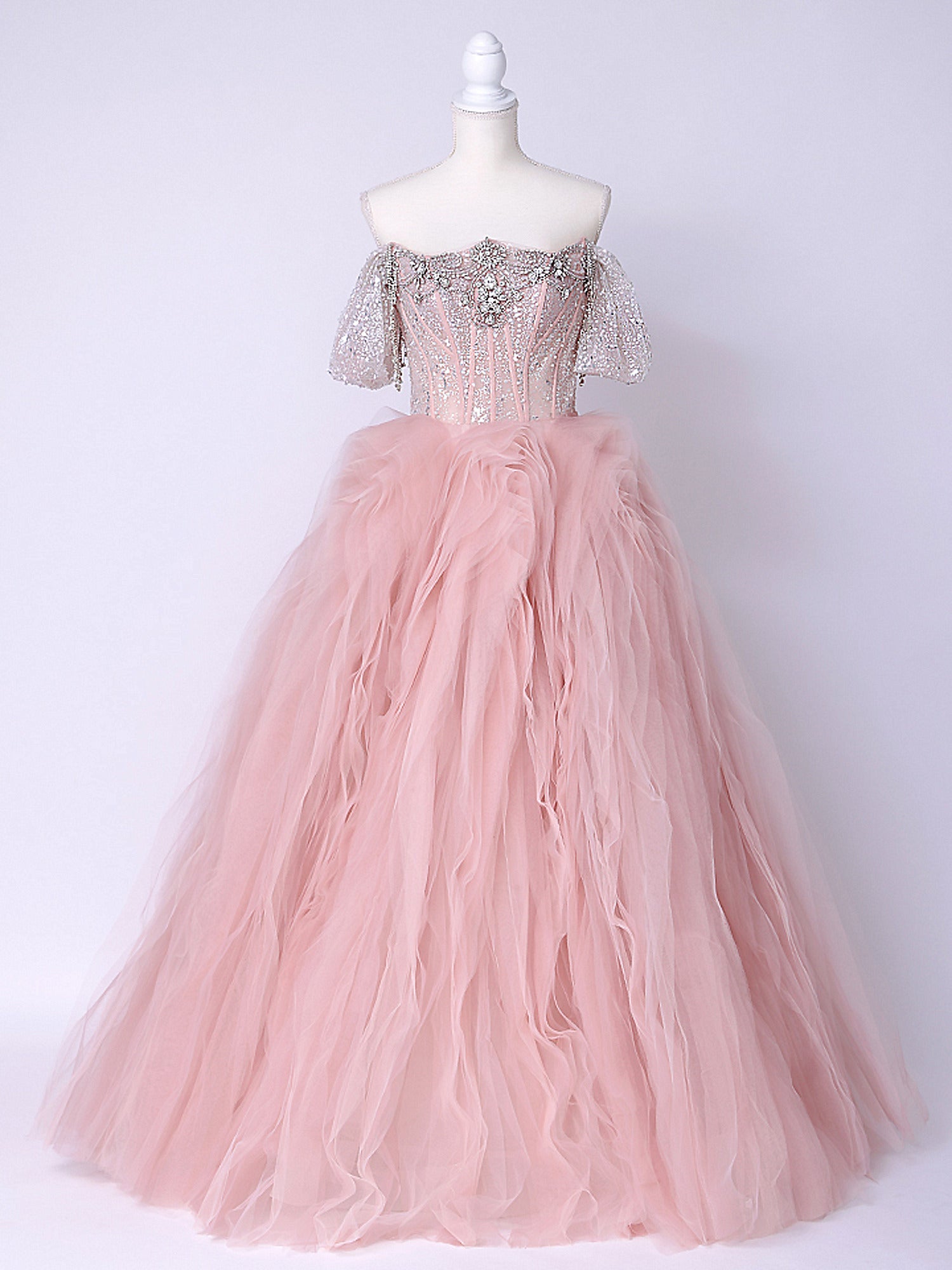 anityME.couture. バニティーミークチュール Rose Crystal Couture ローズ・クリスタル・クチュール ロングドレス ピンク ビジュー コルセット バースデー vctr-c-s141