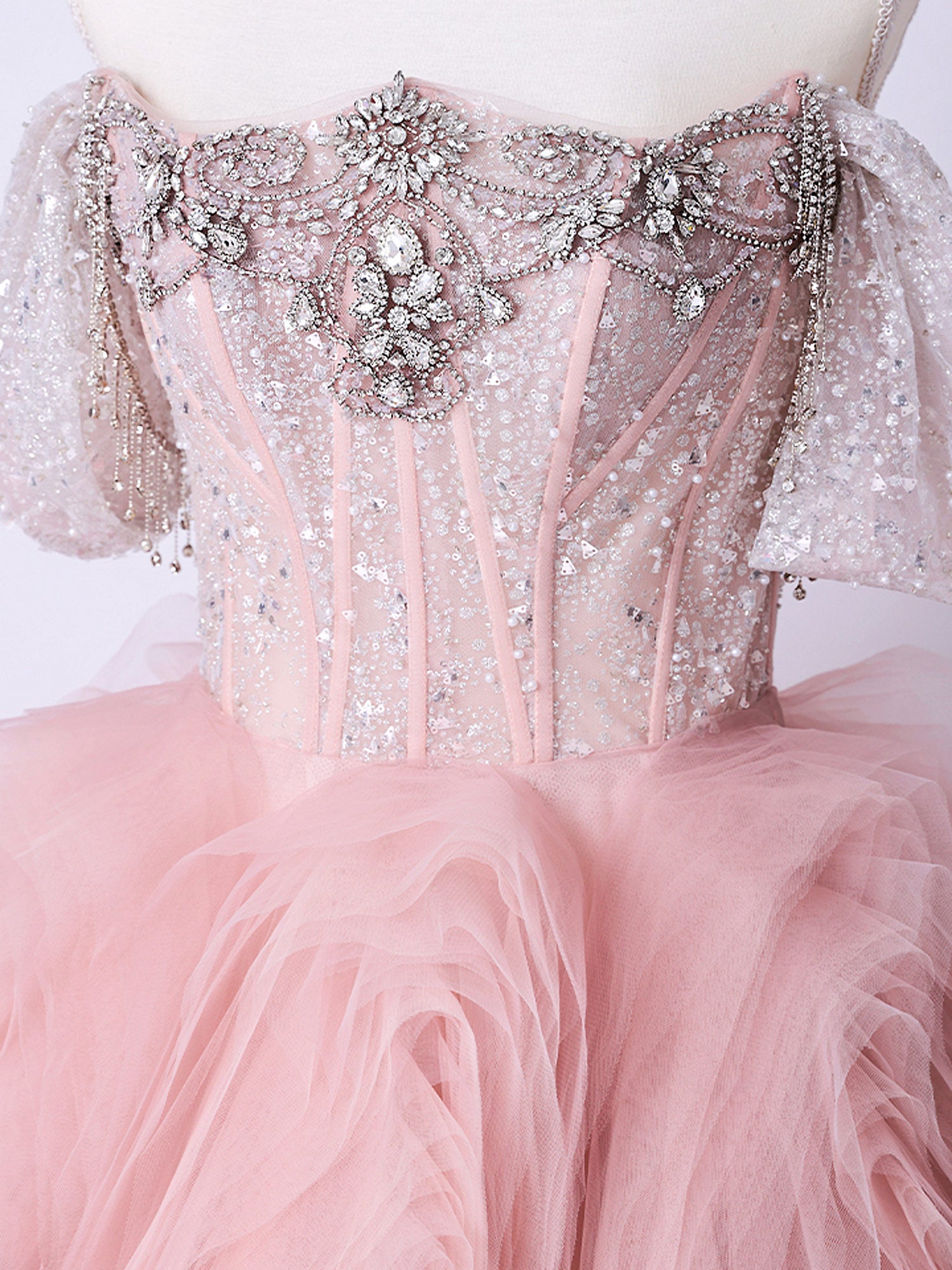 anityME.couture. バニティーミークチュール Rose Crystal Couture ローズ・クリスタル・クチュール ロングドレス ピンク ビジュー コルセット バースデー vctr-c-s141