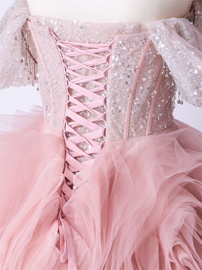 anityME.couture. バニティーミークチュール Rose Crystal Couture ローズ・クリスタル・クチュール ロングドレス ピンク ビジュー コルセット バースデー vctr-c-s141