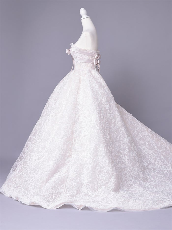 vanityME.couture. バニティーミークチュール Fleur Ruban Couture フルール・リュバン・クチュール ロングドレス ホワイト 白 総レース リボン バースデー vctr-c-5126
