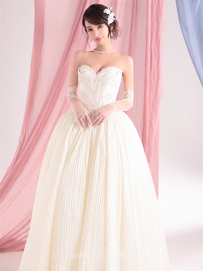 vanityME.couture. バニティーミークチュール Ivoire Perle Couture イヴォワール・ペルル・クチュール ロングドレス ホワイト 白 パール ビーズ刺繍 バースデー vctr-c-8880