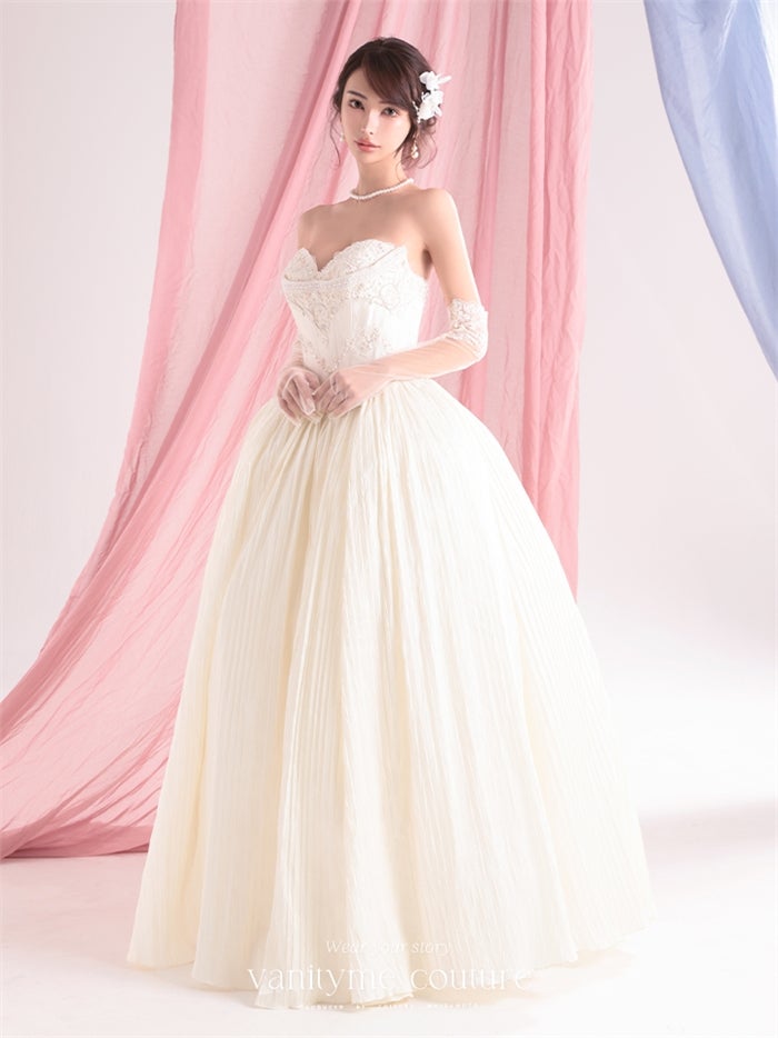 vanityME.couture. バニティーミークチュール Ivoire Perle Couture イヴォワール・ペルル・クチュール ロングドレス ホワイト 白 パール ビーズ刺繍 バースデー vctr-c-8880