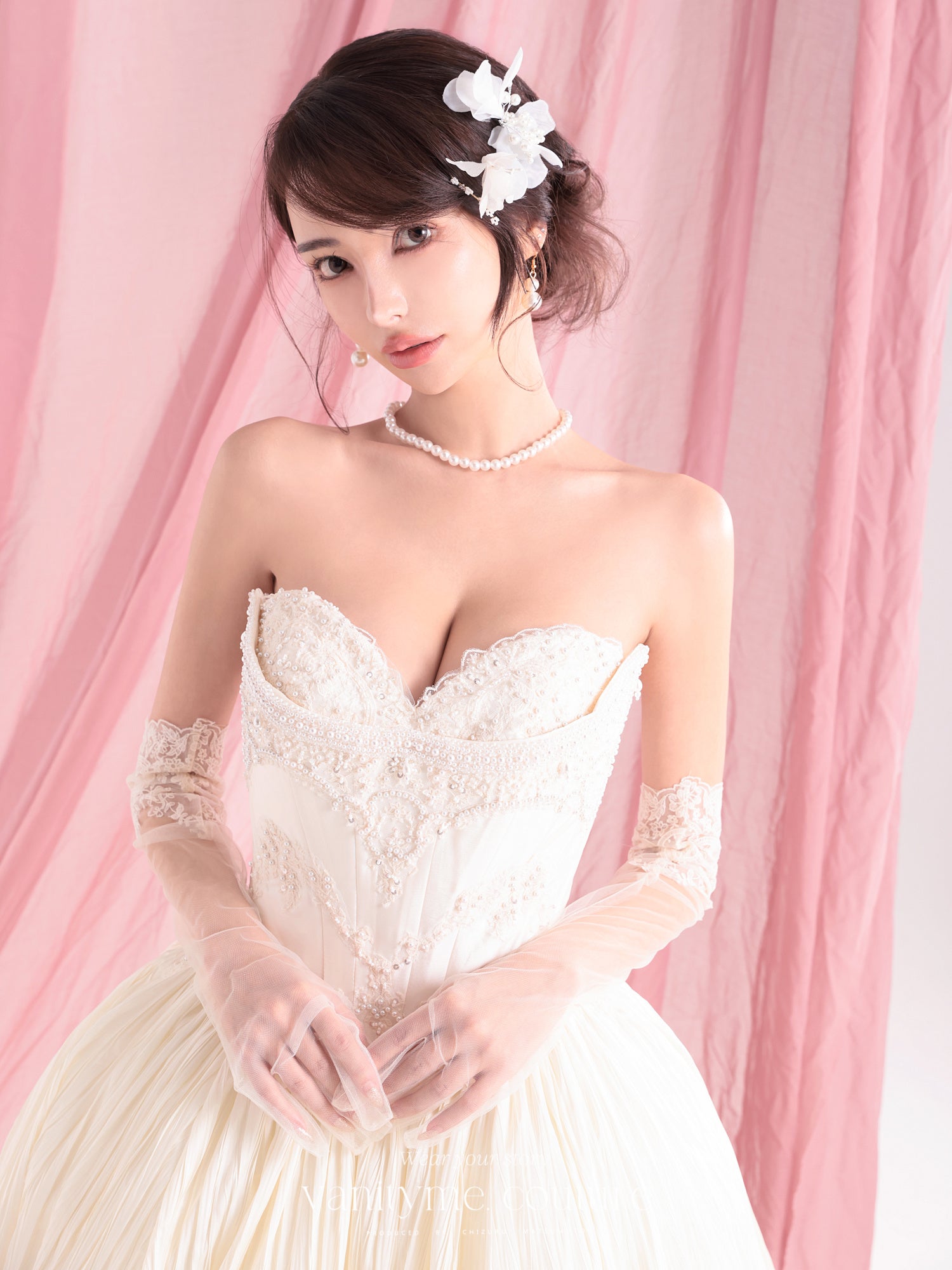 vanityME.couture. バニティーミークチュール Ivoire Perle Couture イヴォワール・ペルル・クチュール ロングドレス ホワイト 白 パール ビーズ刺繍 バースデー vctr-c-8880