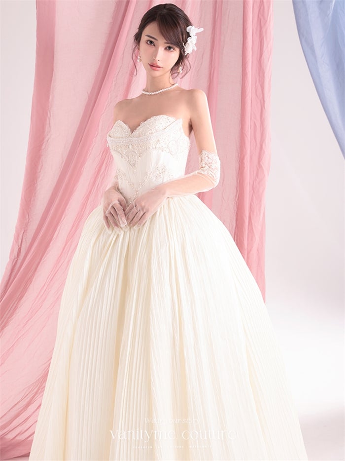 vanityME.couture. バニティーミークチュール Ivoire Perle Couture イヴォワール・ペルル・クチュール ロングドレス ホワイト 白 パール ビーズ刺繍 バースデー vctr-c-8880