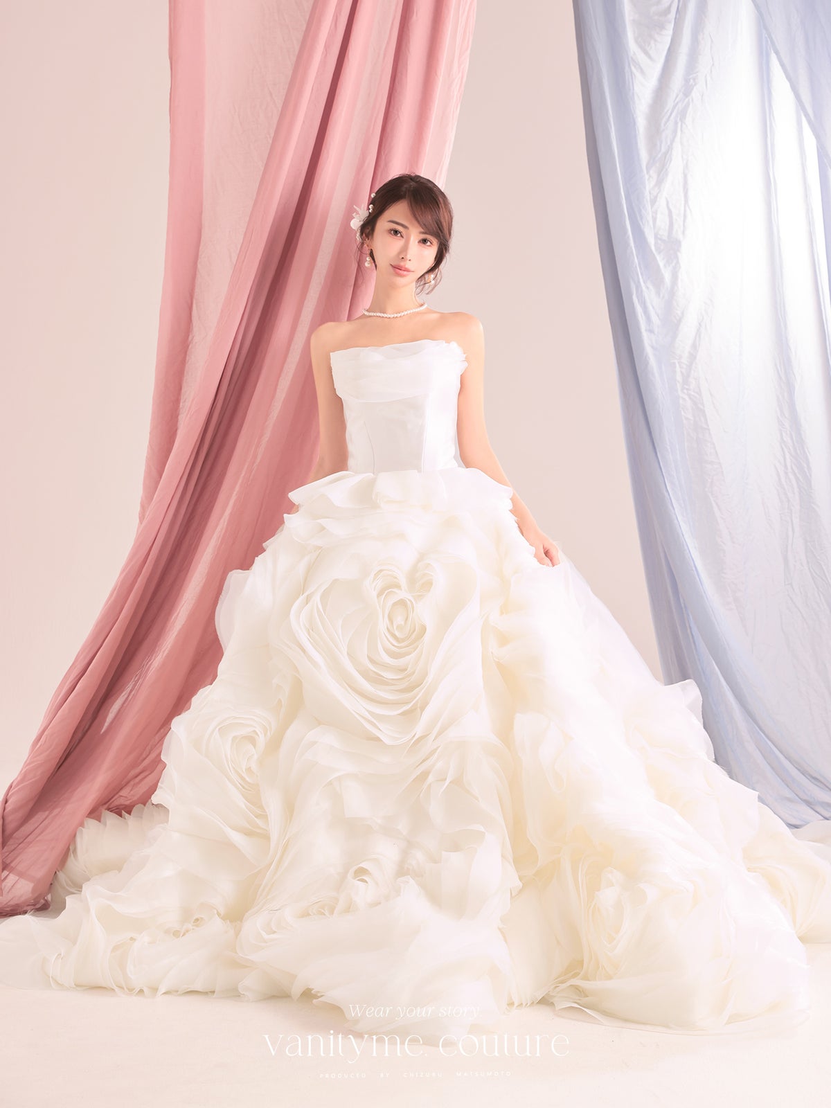 vanityME.couture. バニティーミークチュール Rose Neige Couture ローズ・ネージュ・クチュール ロングドレス ホワイト 白 薔薇 フリル ボリューム バースデー vctr-c-lw-160