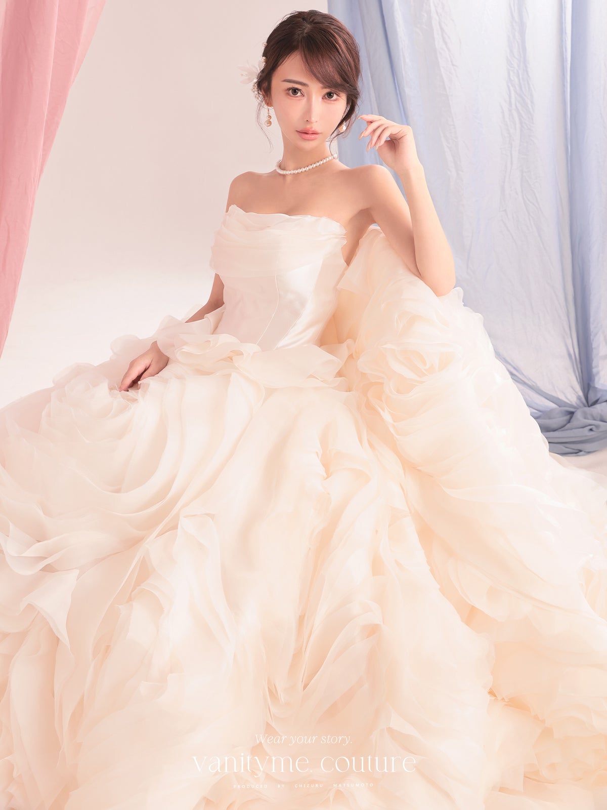 vanityME.couture. バニティーミークチュール Rose Neige Couture ローズ・ネージュ・クチュール ロングドレス ホワイト 白 薔薇 フリル ボリューム バースデー vctr-c-lw-160