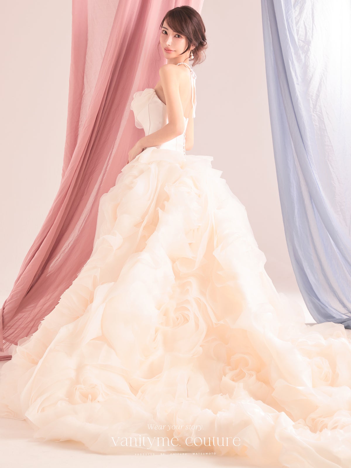 vanityME.couture. バニティーミークチュール Rose Neige Couture ローズ・ネージュ・クチュール ロングドレス ホワイト 白 薔薇 フリル ボリューム バースデー vctr-c-lw-160