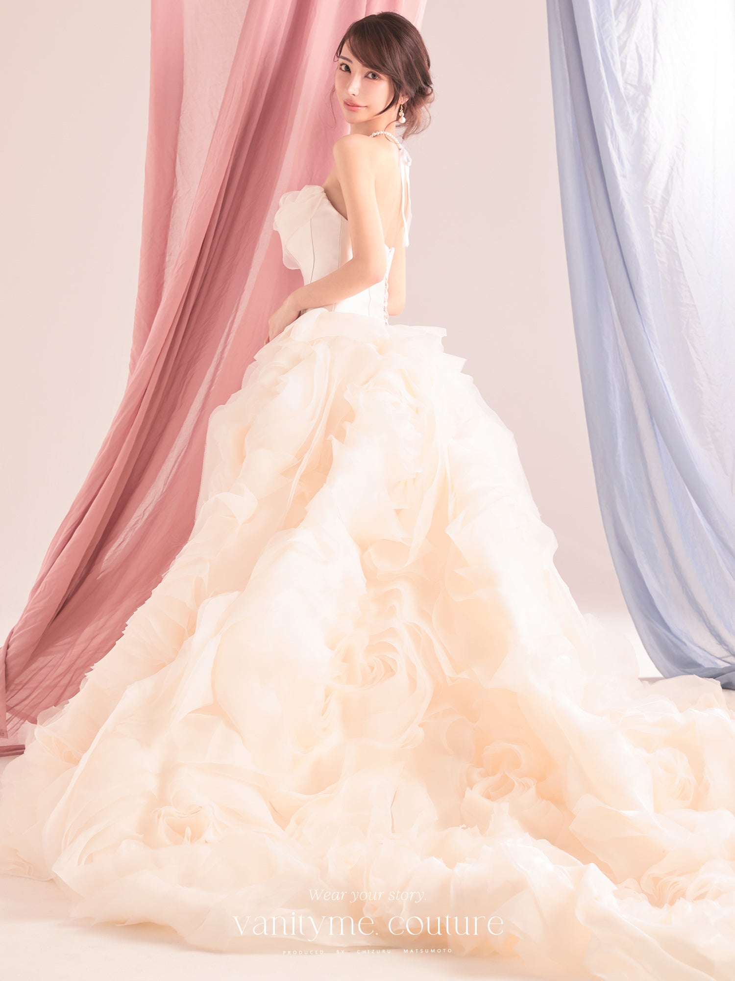 vanityME.couture. バニティーミークチュール Rose Neige Couture ローズ・ネージュ・クチュール ロングドレス ホワイト 白 薔薇 フリル ボリューム バースデー vctr-c-lw-160