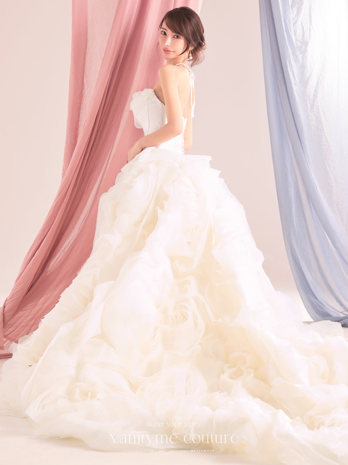 vanityME.couture. バニティーミークチュール Rose Neige Couture ローズ・ネージュ・クチュール ロングドレス ホワイト 白 薔薇 フリル ボリューム バースデー vctr-c-lw-160