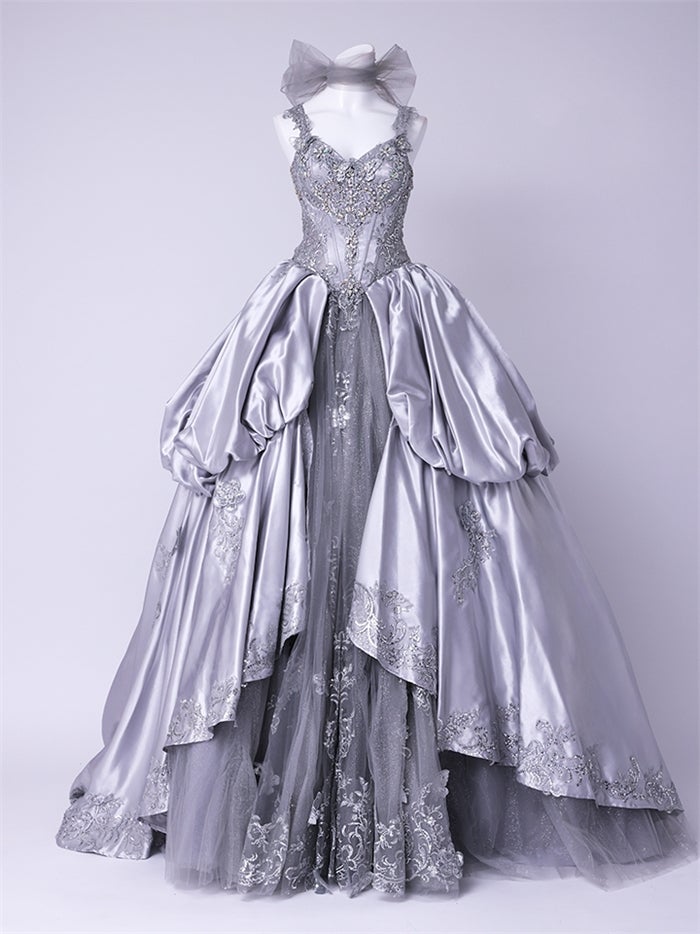 vanityME.couture. バニティーミークチュール Reine Argent Couture レーヌ・アルジャン・クチュール ロングドレス シルバー 銀 サテン 刺繍 プリンセス バースデー vctr-l-gl3652