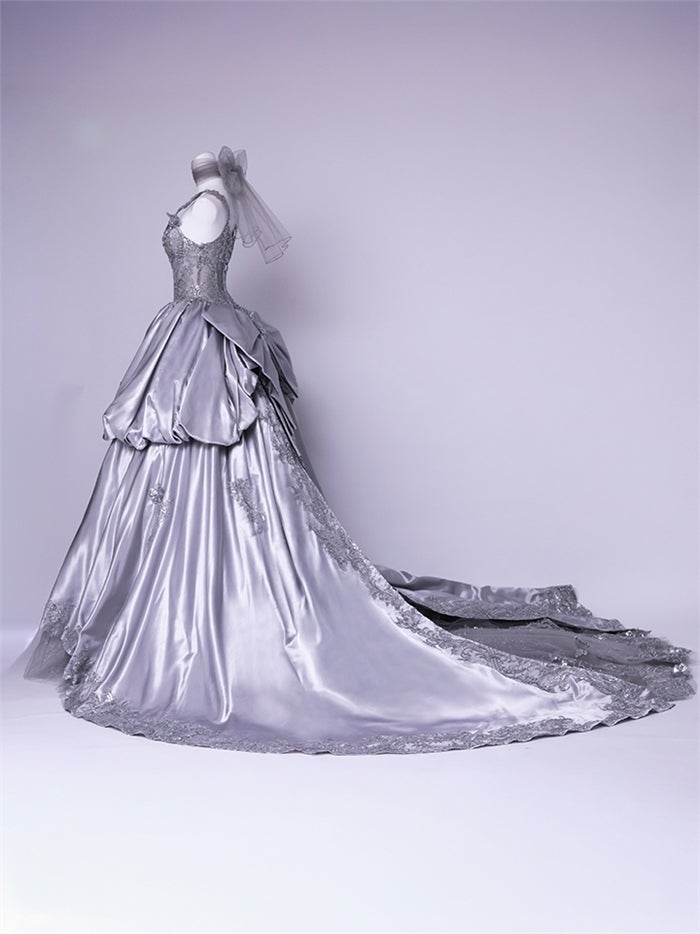 vanityME.couture. バニティーミークチュール Reine Argent Couture レーヌ・アルジャン・クチュール ロングドレス シルバー 銀 サテン 刺繍 プリンセス バースデー vctr-l-gl3652