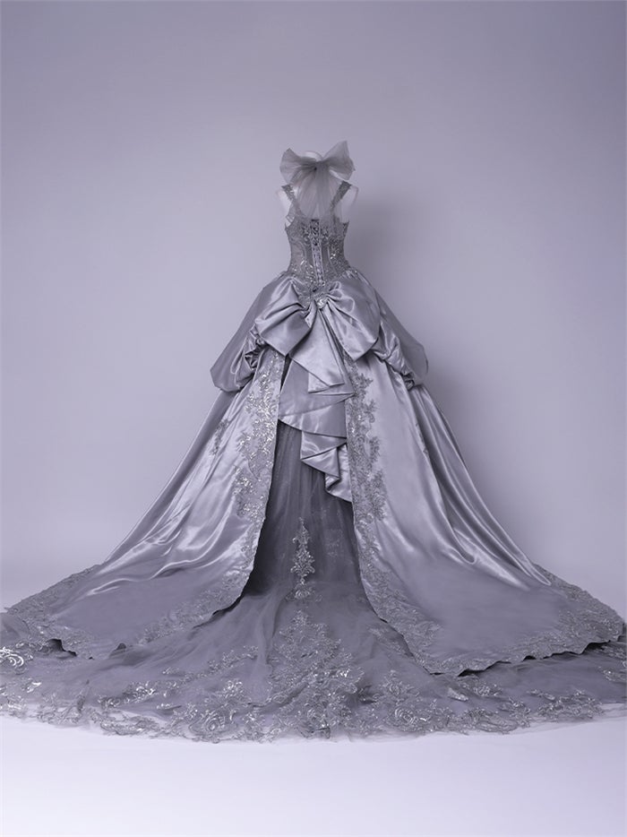vanityME.couture. バニティーミークチュール Reine Argent Couture レーヌ・アルジャン・クチュール ロングドレス シルバー 銀 サテン 刺繍 プリンセス バースデー vctr-l-gl3652