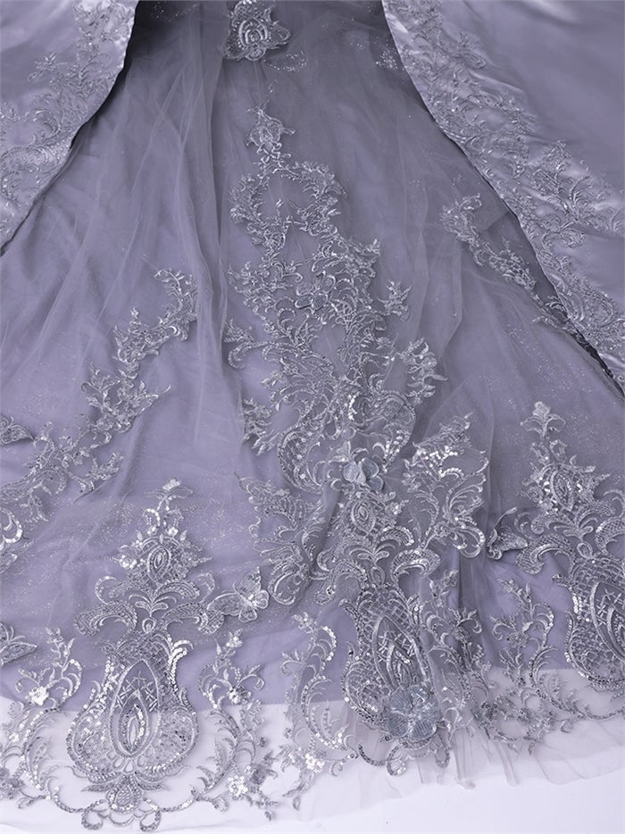 vanityME.couture. バニティーミークチュール Reine Argent Couture レーヌ・アルジャン・クチュール ロングドレス シルバー 銀 サテン 刺繍 プリンセス バースデー vctr-l-gl3652
