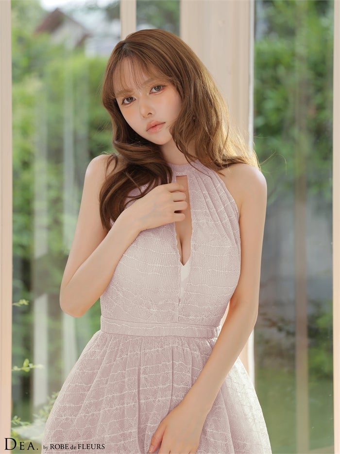DEA. ディア バイ ローブドフルール 【XS～Lサイズあり】 プリーツシアーボウタイティアードロングキャバドレス de4903-c