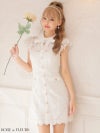 ROBE de FLEURS ローブドフルール 【XSサイズあり】襟付きリボン×フラワーミニキャバドレス fm3309-c