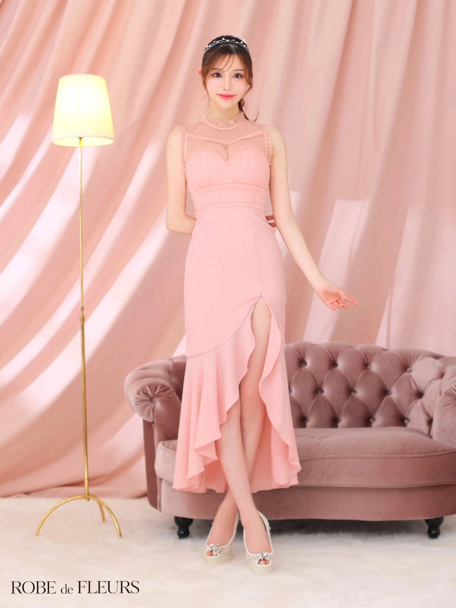 ROBE de FLEURS ローブドフルール デコルテシアーフレアスリットヴィーナスキャバドレス fm3241-c